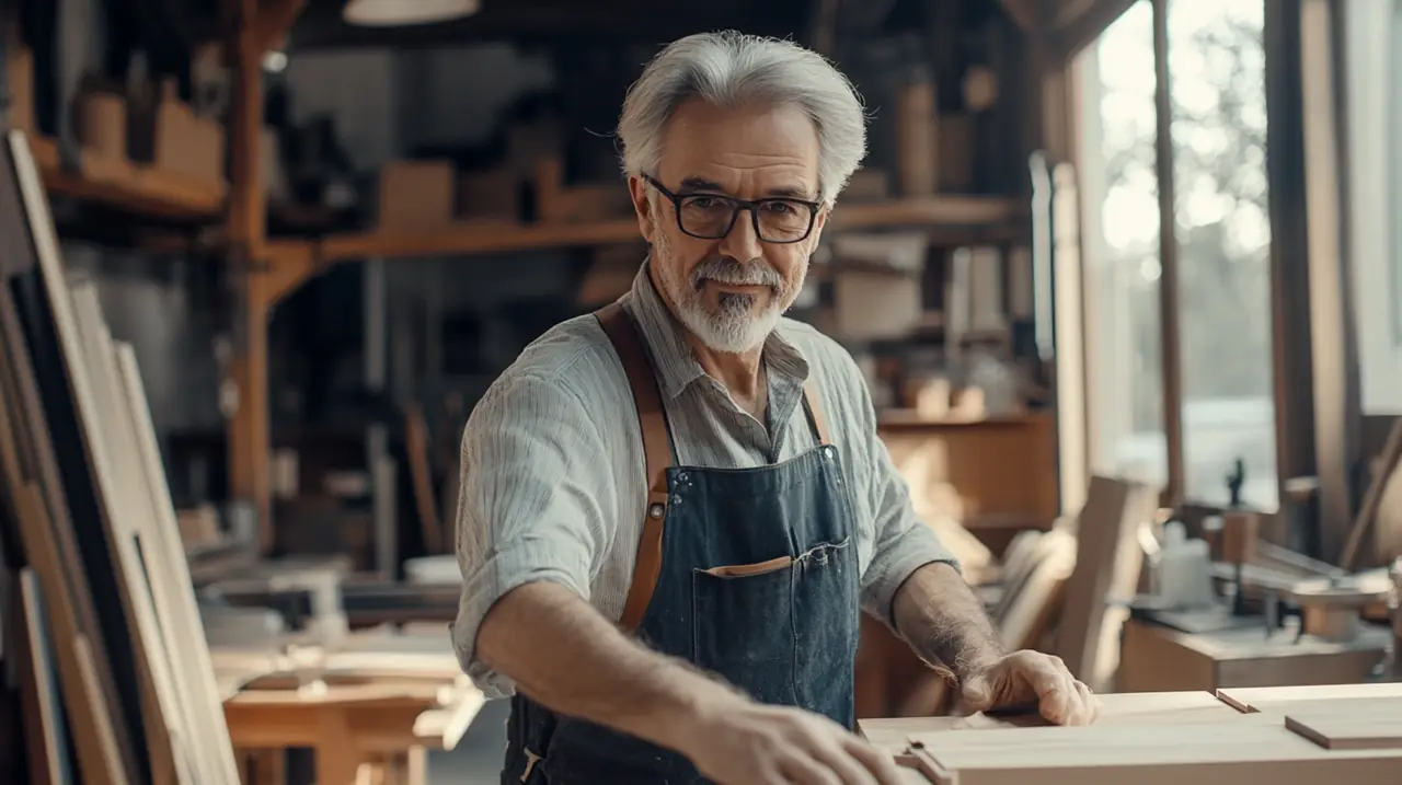 Cabinetmaker using Paisible AI in a workshop