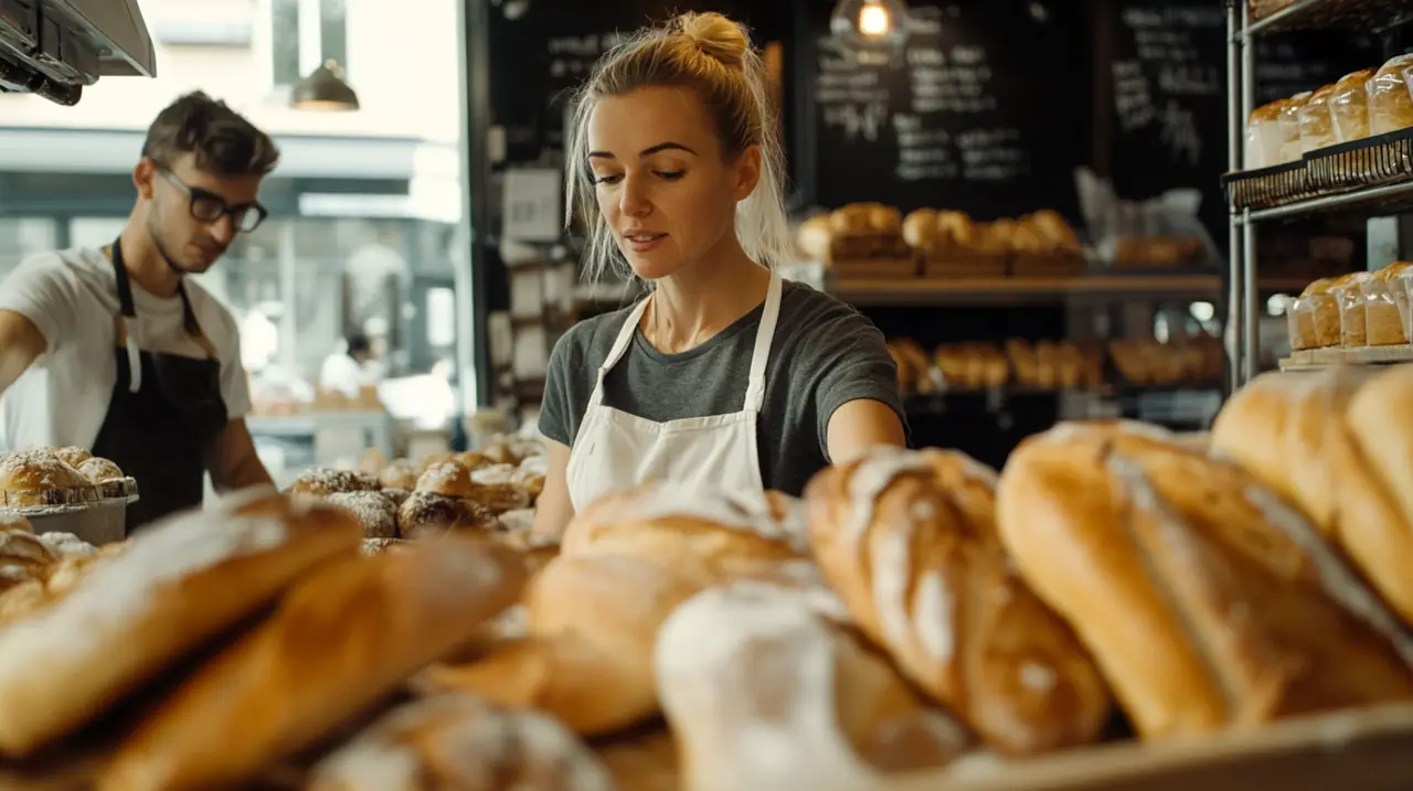 Baker using Paisible AI in a bakery