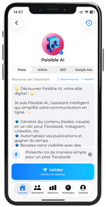 Paisible AI — content creation and publishing