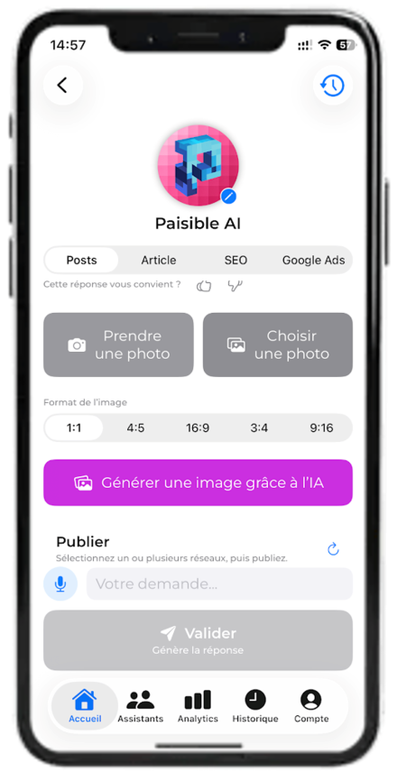 Paisible AI — content creation and publishing