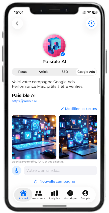 Paisible AI — Google Ads campaign