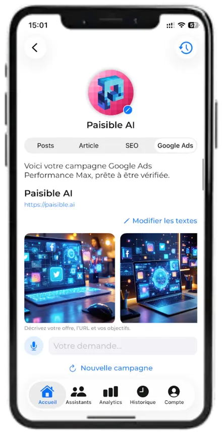 Paisible AI — Google Ads campaign