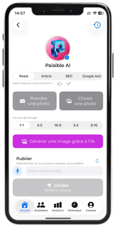 Paisible AI — content creation and publishing