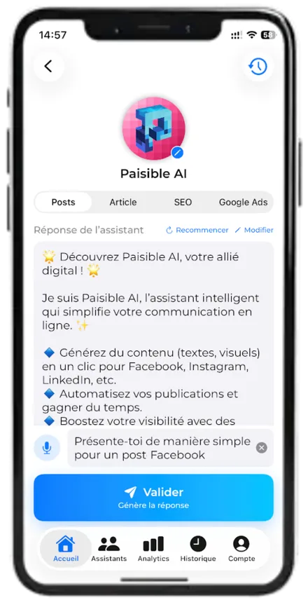 Paisible AI — content creation and publishing