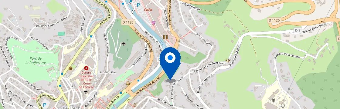 Carte et itinéraire - Av. Ventadour, 19000 Tulle, France