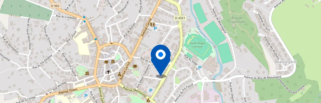 Carte et itinéraire - 7 Bd de la Prade, 19200 Ussel, France