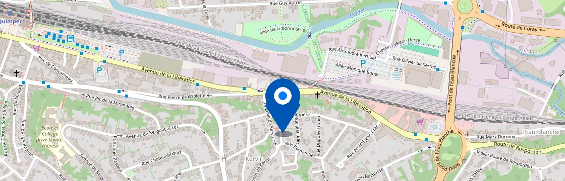Carte et itinéraire - 17 bis Av. de la Libération, 29000 Quimper, France