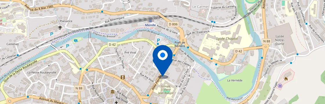 Carte et itinéraire - 1 Rue des Clapiers, 48000 Mende, France