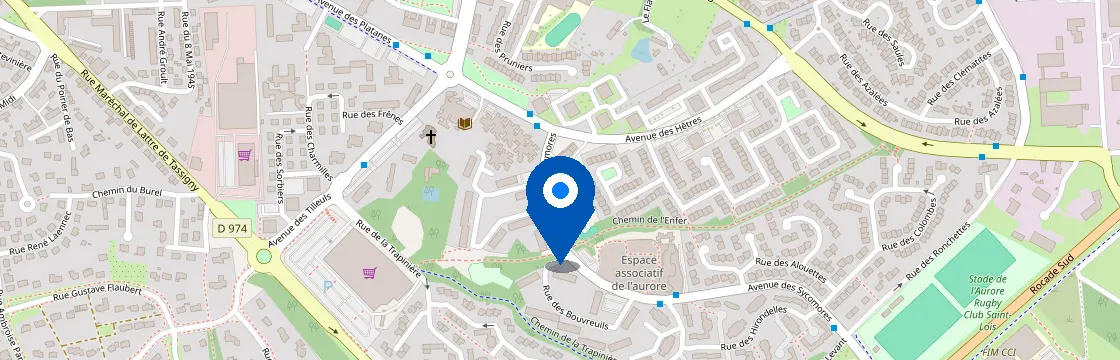 Carte et itinéraire - 7 Av. des Sycomores, 50000 Saint-Lô, France