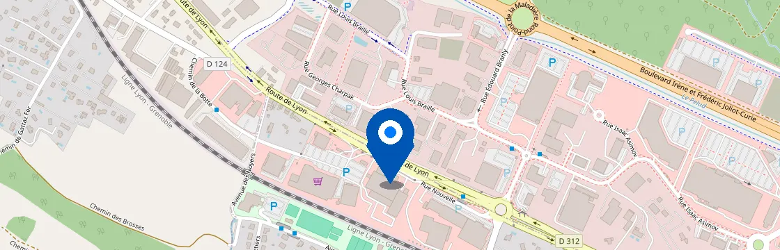 Carte et itinéraire - 1 Rue Georges Charpak, 38300 Bourgoin-Jallieu, France