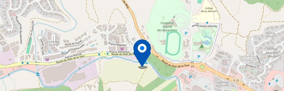 Carte et itinéraire - 155 Rte du Plan de la Tour, 83120 Sainte-Maxime, France