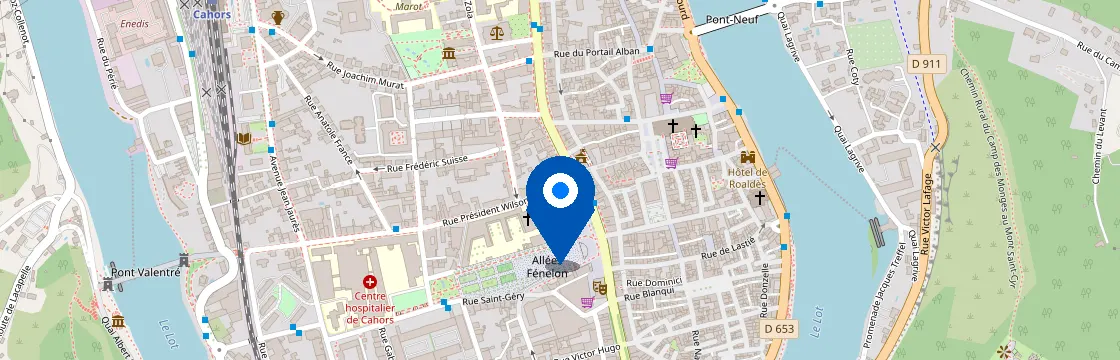 Carte et itinéraire - 18 Rue Président Wilson, 46000 Cahors, France